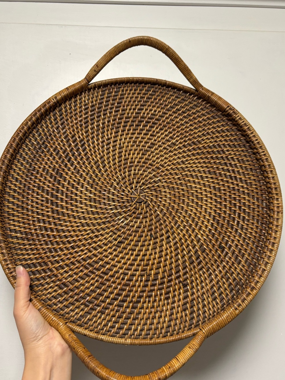 The Pampered Chef Woven Rattan Serving Tray - Brown